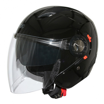 HELMET-OPEN FACE ADX JT4 GLOSSY BLACK S (DOUBLE VISORS)