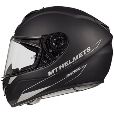 HELMET-FULL FACE MT RAPIDE SINGLE BLACK MATT XL (FIBER SHELL- SINGLE VISOR- PINLOCK READY)