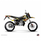 DECAL STICKERS FOR 50cc MOTORBIKE FREEGUN MAN YELLOW/RED FOR DERBI 50 DRD XTREM, XRACE 2005>2009 -KUTVEK-