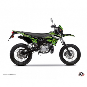 DECAL STICKERS FOR 50cc MOTORBIKE PREDATOR BLACK/GREEN FOR MBK 50 XLIMIT 2007>2011/YAMAHA 50 DT 2007>2011 -KUTVEK-