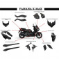 CARROSSERIE/CARENAGE MAXISCOOTER ADAPTABLE YAMAHA 125-300-400 XMAX 2018> NOIR BRILLANT (KIT 15 PIECES) -P2R-