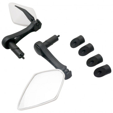 MIRROR SET FOR BICYCLE (LEFT+RIGHT) NEWTON LOSAN WHITE - ON HANDLEBAR FOR MTB/E-BIKE (PAIR)