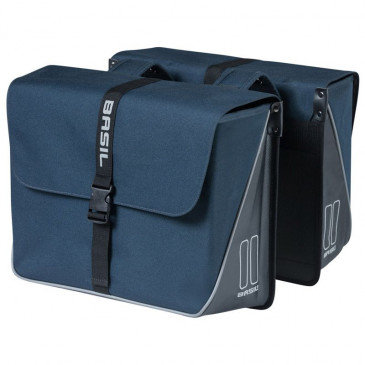 DOUBLE BAG FOR BICYCLE -REAR- BASIL FORTE 35L NAVY BLUE (41x15x43cm) UNIVERSAL FOR URBAN/TREKKING/ EBIKES