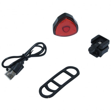TAILLIGHT ON BATTERY -ON SEATPOST- RECHARGABLE ON USB- LED COB 30 LUMENS WITH BRAKE INDICATOR, 7 MODES (User's manual)
