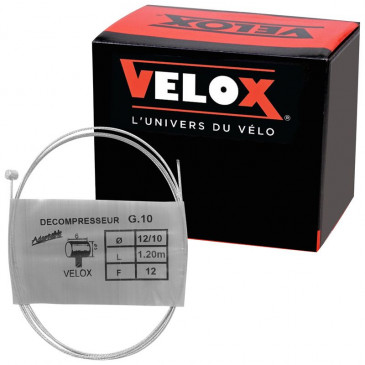 CABLE DE GAZ CYCLO VELOX G.10 POUR PEUGEOT BOULE 5x7mm DIAM 12/10 Lg 1,20M (12 FILS) (BOITE DE 25)