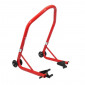 LEVE/BEQUILLE STAND MOTO P2R AVANT UNIVERSEL ACIER ROUGE AVEC SUPPORT ROULEAUX CAOUTCHOUC 3700948208601
