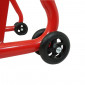 LEVE/BEQUILLE STAND MOTO P2R AVANT UNIVERSEL ACIER ROUGE AVEC SUPPORT ROULEAUX CAOUTCHOUC 3700948208601