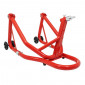 LEVE/BEQUILLE STAND MOTO P2R AVANT FIXATION SOUS TE DE FOURCHE ACIER ROUGE (HAUTEUR 68 cm)