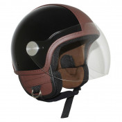 HELMET JET PIAGGIO COPTER BLACK COSMO S (HALF-JET WITH LEATHER STRAP)