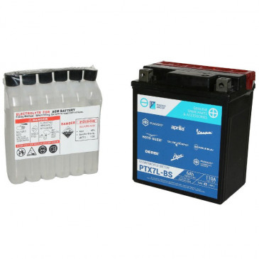 BATTERIE 12V 6Ah PTX7L-BS ORIGINE PIAGGIO COMMUN A LA GAMME (lg113xL70xH132) -1R000317-