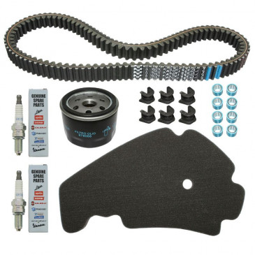 KIT ENTRETIEN MAXISCOOTER ORIGINE PIAGGIO 500 BEVERLY 2005>, 500 X10 2012>/GILERA 500 FUOCO 2007> (AVEC GUIDES VARIATEUR - SANS PLAQUETTES DE FREIN) -1R000402-