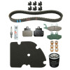 KIT ENTRETIEN MAXISCOOTER ORIGINE PIAGGIO 125 X-EVO 2007>JUILLET2007, X8 2004>2006 (AVEC GUIDES VARIATEUR) (AVEC PLAQUETTES AR HENGTONG 647400) -1R000382-