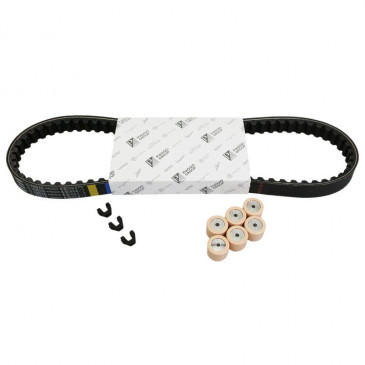 TRANSMISSION KIT"PIAGGIO GENUINE PARTS" BELT,ROLLERS,GUIDES- 50 TYPHOON, NRG, VESPA PRIMAVERA/APRILIA 50 SR/GILERA 50 STALKER, RUNNER -1R000425-