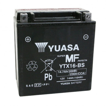 BATTERIE 12V 14 Ah YTX16-BS ORIGINE PIAGGIO 400 MP3 2007>, 500 MP3 2010>, 500 X9 EVOLUTION 2003>/GILERA 500 FUOCO 2007>, 800 GP 2007> -639860-