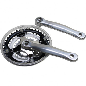 PEDALIER VTT P2R 7/8V. ALU ARGENT 170mm 42-34-24 AVEC PARE CHAINE (BOITIER 118mm) 3700948045145
