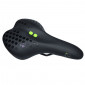 SADDLE- NEWTON FOR URBAN BIKE - ATHLETIC CONFORT DENSITY LINE "UNISEX" BLACK+ GREEN/GREY PATTERN- 270x175mm -BLACK STEEL RAIL