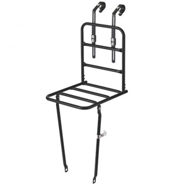LUGGAGE RACK-FRONT- BASIL LARGE - MATT BLACK 26"/28" ON HANDLEBAR WITH HOOKS+ BRAKE BOSSES(28x31x27 cm) 8715019501029