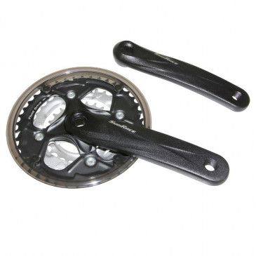 PEDALIER VTT SUNRACE 7/8V. M5 ALU NOIR 170mm 42-34-24 AVEC PARE CHAINE FUME - BOITIER 113mm 4710944249699