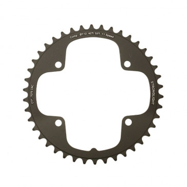 PLATEAU ROUTE 4BRA D.112 POUR CAMPAGNOLO ULTRA TORQUE STRONGLIGHT 42DTS INTERIEUR NOIR CT2 11V. (RECORD/CHORUS/POTENZA) POUR EXTERIEUR 51-52-54DTS 3700223716951