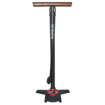 FLOOR PUMP- ZEFAL PROFIL MAX FP60 ALUMINIUM BODY -MATT BLACK- PRESSURE GAUGE 12BARS - SWITCH CONNECTION VP/VS -WOODEN HANDLE - MADE IN France