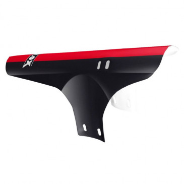 MUDGUARD FOR MTB-FRONT- VELOX -BLACK-/RED ON FORK+NYLON CLAMPS 3660429702144