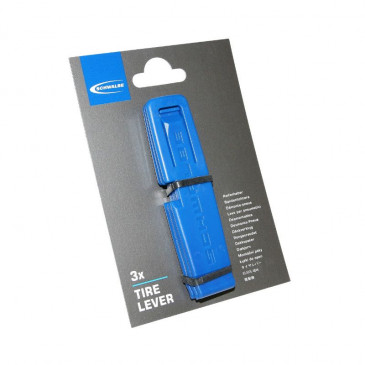 TYRE LEVER FOR BICYCLE - SCHWALBE BLUE (TO BE SNAPPED ON THE SPOKE TO LEAVE HANDS FREE) (BLISTER OF 3)