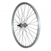 WHEEL FOR MTB- 24" REAR -ALUMINIUM- SILVER DOUBLE-WALLED-ALUMINIUM HUB - QUICK RELEASE FREEWHEEL 7/6 Speed 3660429089948