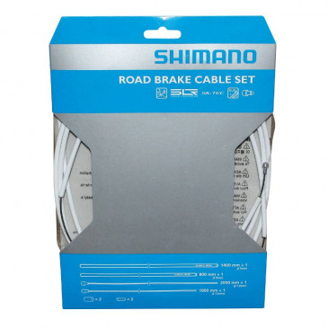 BRAKE CABLE KIT FOR ROAD BIKE - SHIMANO WHITE/CABLE TEFLON ( 2 CABLES-2 HOUSINGS KIT)