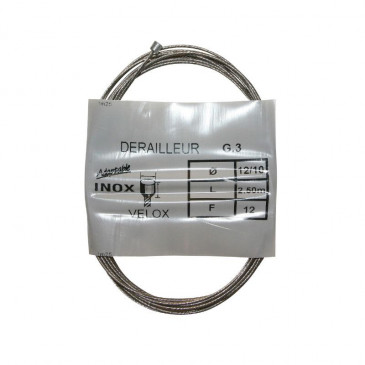 CABLE DE DERAILLEUR VELOX INOX POUR SHIMANO 2,50M (BOITE DE 25 CABLES) 12/10 12 FILS