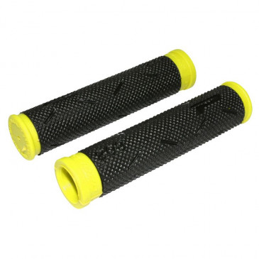 POIGNEE VTT PROGRIP 808 NOIR/JAUNE FLUO Ø22mm L120mm (PAIRE) 0801766074768