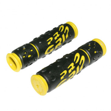 POIGNEE VTT PROGRIP 953 NOIR/JAUNE Ø22mm L122mm PREDECOUPE POUR 90mm (PAIRE)