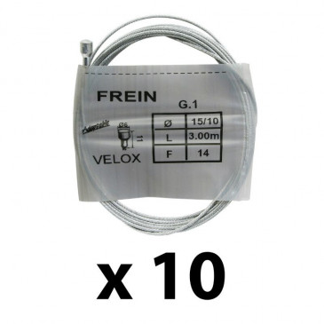 CABLE DE FREIN ROUTE/CITY VELOX GALVA 3.00M (BOITE DE 10 CABLES) 15/10 14FILS