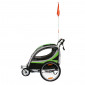 CHILDREN BICYCLE TRAILER - STROLLER - 2 SEATS- MAX LOAD 36Kgs GREEN WITH QUICK RELEASE 20" WHEELS (INCLUDED STROLLING WHEEL + PARKING BRAKE LEVER) quick assembly (no tools required) 3700948086377
