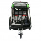 CHILDREN BICYCLE TRAILER - STROLLER - 2 SEATS- MAX LOAD 36Kgs GREEN WITH QUICK RELEASE 20" WHEELS (INCLUDED STROLLING WHEEL + PARKING BRAKE LEVER) quick assembly (no tools required) 3700948086377