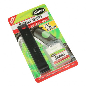 RUSTINE SLIME DIAM 25 mm AUTOCOLLANTES AVEC 2 DEMONTE PNEU (BOITE DE 6) (SUR CARTE) 0716281001925