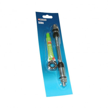 AXE DE ROUE VTT ARRIERE PLEIN CHROME WELDTITE D 10 x 175mm AVEC GRAISSE ET CAGE A BILLES 5013863083153