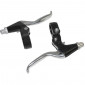 BRAKE LEVERS SET- -FOR MTB/URBAN- "3 FINGER" NEWTON -ALUMINIUM - SILVER/BLACK FOR V-BRAKE (PAIR) 3700948071755