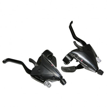 LEVIER/MANETTE VTT P2R 3x8V. NOIR ALU AZERA POUR FREIN V-BRAKE COMPATIBLE SHIMANO (PAIRE)