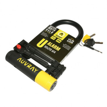 ANTIVOL VELO U AUVRAY ALARM 90x210 NOIR DIAM 14 mm A CLE AVEC ALARME SONORE NIVEAU SECURITE 7/10 - HOMOLOGUE FUB 1 ETOILE 3700807700888
