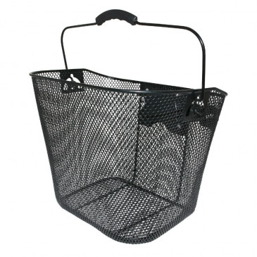 FRONT BASKET- STEEL MESH- NEWTON FOR E-BIKE - BLACK QUICK RELEASE ON CLIPS RPD 31,8mm 19L (Lg35xL25xH25)