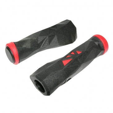 POIGNEE VTT NEWTON PROBIKE ERGONOMIQUE NOIR/ROUGE L130mm (PAIRE) 3700948093764