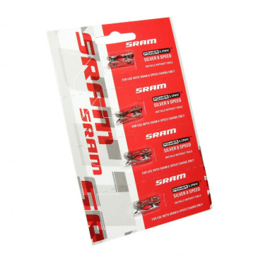 CONNECTEUR DE CHAINE VELO 7/8V. SRAM ARGENT (ATTACHE RAPIDE) (CARTE DE 4 PIECES) 0710845007507
