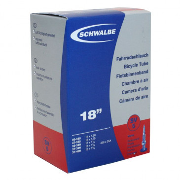 INNER TUBE FOR BICYCLE 450 x 35A - 18" SCHWALBE -PRESTA VALVE- ALUMINIUM (40-355 to 37-400) (SV5) 4026495100106
