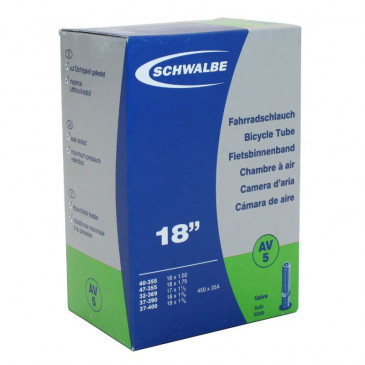 INNER TUBE FOR BICYCLE 450 x 35A - 18" SCHWALBE -SCHRADER VALVE- ALUMINIUM (40-355 to 37-400) (AV5) 4026495100069