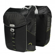 DOUBLE BAG FOR BICYCLE -REAR- BASIL MILES WATERPROOF 32L BLACK/FLUO YELLOW STRIPES (PAIR) (44x14x30cm)- COMPATIBLE MIK SYSTEM. 8715019177514