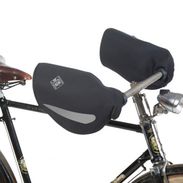 HAND COVER FOR CYCLING-TUCANO BACCO BLACK (WATERPROOF NEOPRENE+REFLETIVE TAPES) FOR URBAN HANDLEBAR WITH CANTILEVER BRAKES
