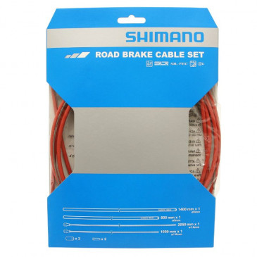 BRAKE CABLE KIT FOR ROAD BIKE - SHIMANO RED/CABLE TEFLON ( 2 CABLES-2 HOUSINGS KIT)