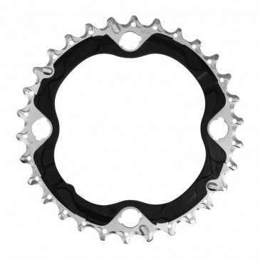 PLATEAU VTT 4BRA D.64 POUR SHIMANO DEORE M6000 DOUBLE 30DTS INTERIEUR ORIGINE ARGENT/NOIR 10V. 4524667777281