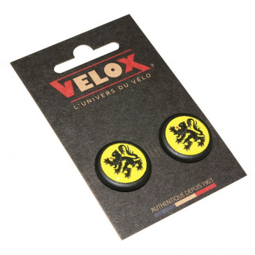 HANDLEBAR END PLUG- FOR ROAD BIKE- VELOX DOMING FLANDERS LION (PAIR ON CARD) 3660429386344