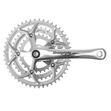 CHAINSET FOR ROAD BIKE- STRONGLIGHT 9/10 Speed IMPACT -SILVER- 175mm 52-42-30 (TAPERED SQUARE 115mm)